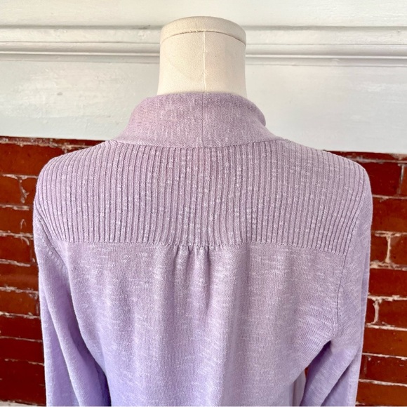 Eileen Fisher Petite Linen Blend Open Front Cardigan Lavender Natural Fiber - Picture 7 of 11